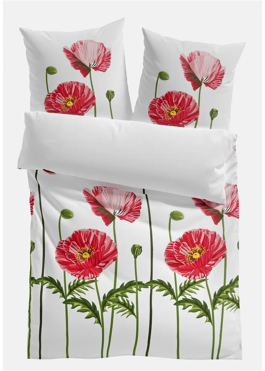 Bettwäsche mit Mohnblumen in weiß von vorne - bonprix Bettwäsche mit Mohnblumen in weiß von vorne - bonprix