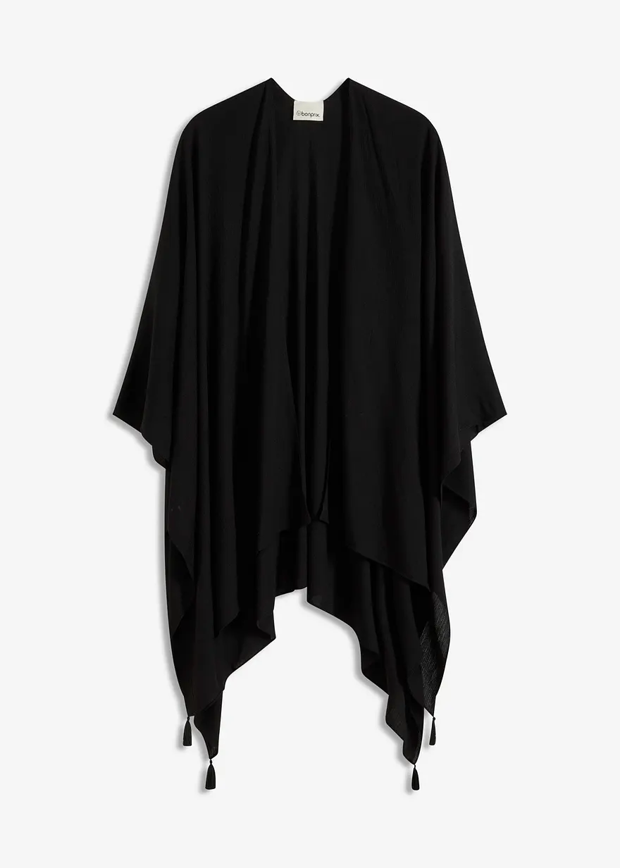 Leichter Sommerponcho in schwarz von vorne - bonprix Leichter Sommerponcho in schwarz von vorne - bonprix