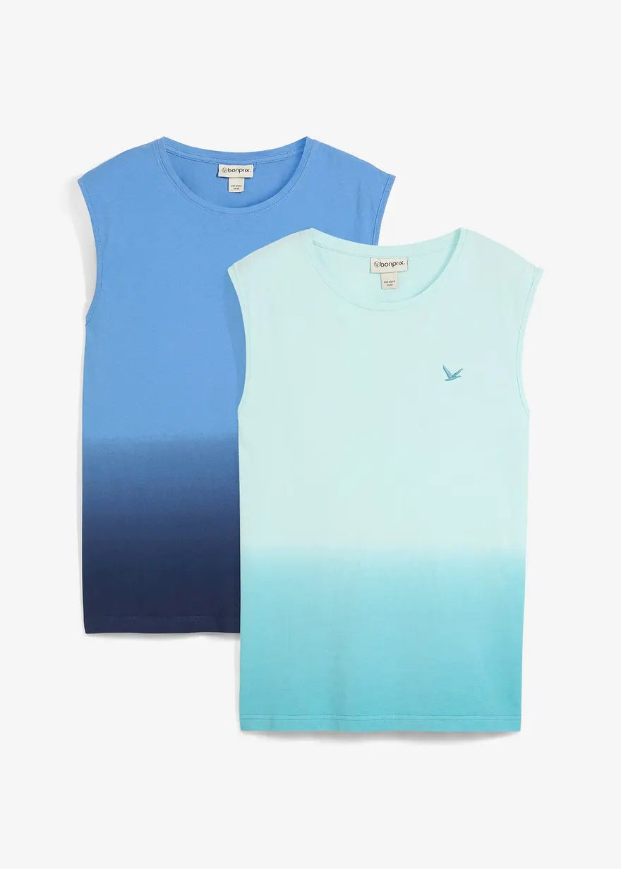 Muskel-Shirt (2er Pack) aus reiner Baumwolle in blau von vorne - bonprix Muskel-Shirt (2er Pack) aus reiner Baumwolle in blau von vorne - bonprix
