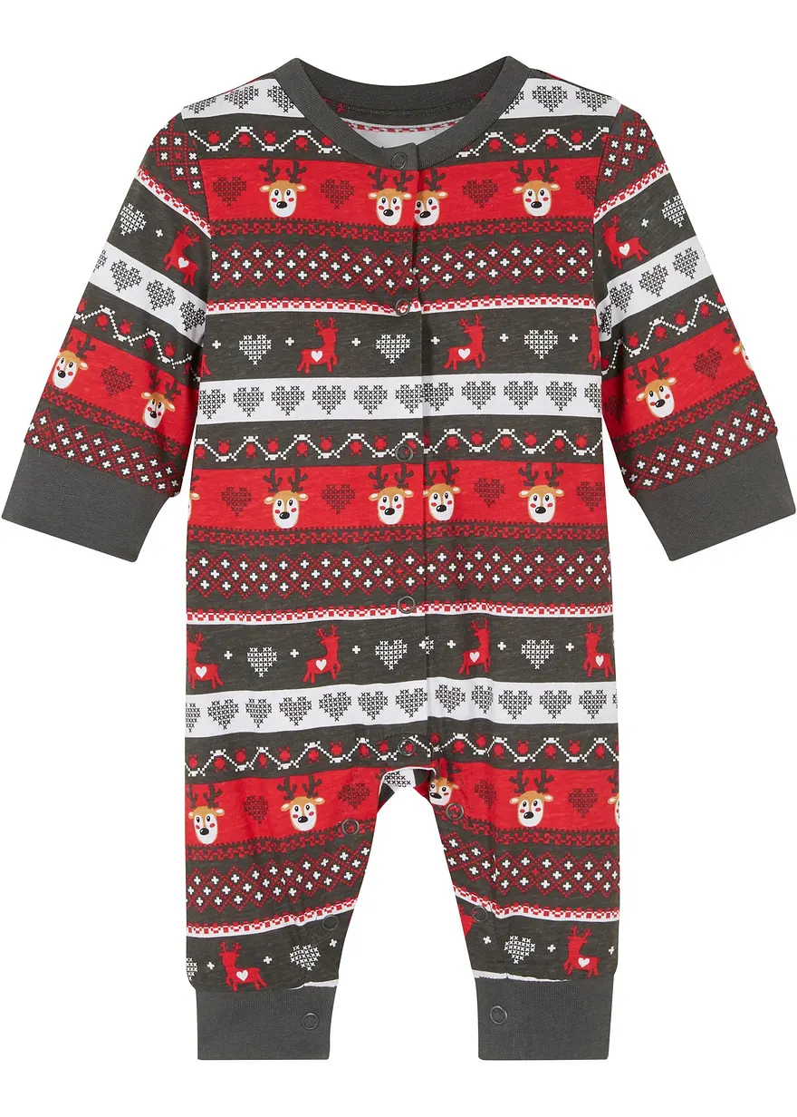 Baby Weihnachts-Overall in grau von vorne - bonprix Baby Weihnachts-Overall in grau von vorne - bonprix