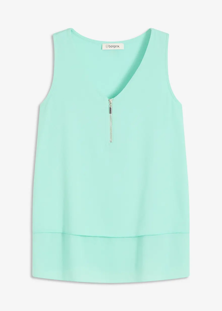 Top mit Zipper aus nachhaltige Viskose in grün von vorne - bonprix Top mit Zipper aus nachhaltige Viskose in grün von vorne - bonprix