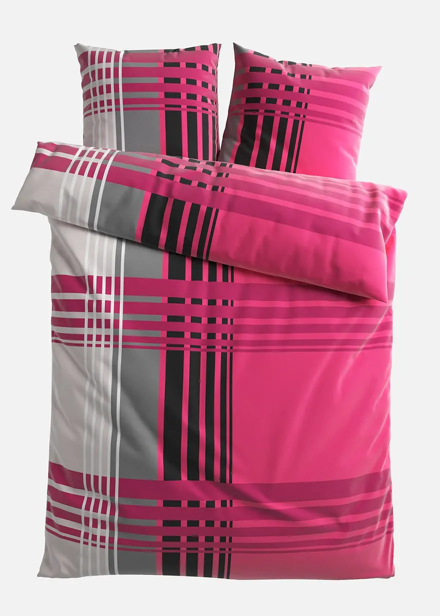Bettwäsche mit Karos in lila von vorne - bonprix Bettwäsche mit Karos in lila von vorne - bonprix