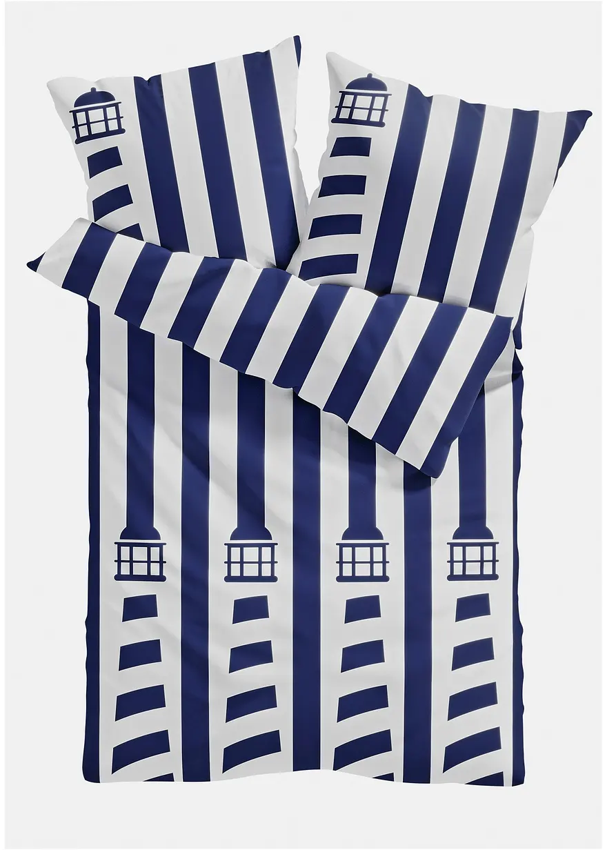 Bettwäsche mit Leuchtturm in blau von vorne - bonprix Bettwäsche mit Leuchtturm in blau von vorne - bonprix