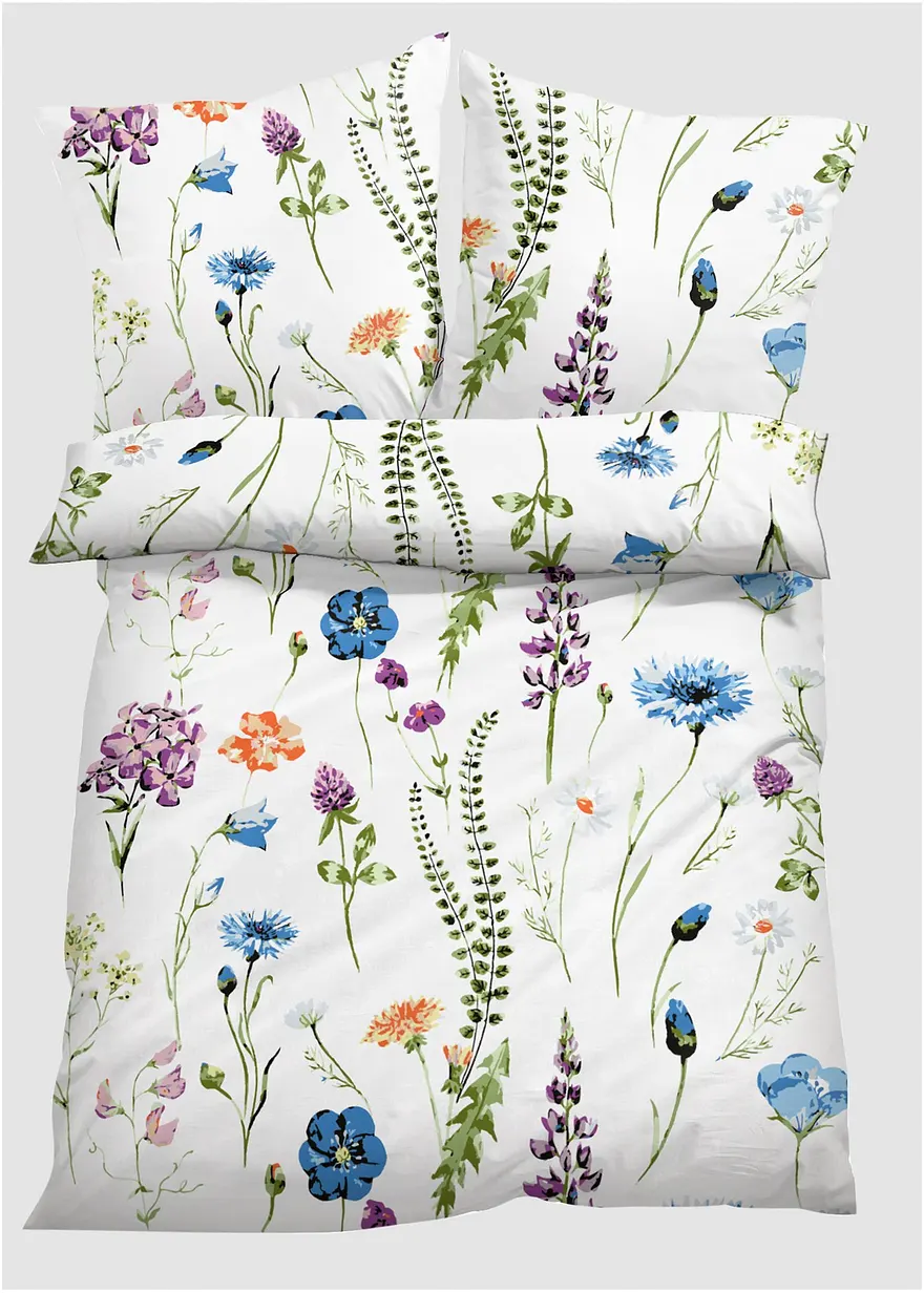 Bettwäsche mit Blumen in weiß von vorne - bonprix Bettwäsche mit Blumen in weiß von vorne - bonprix