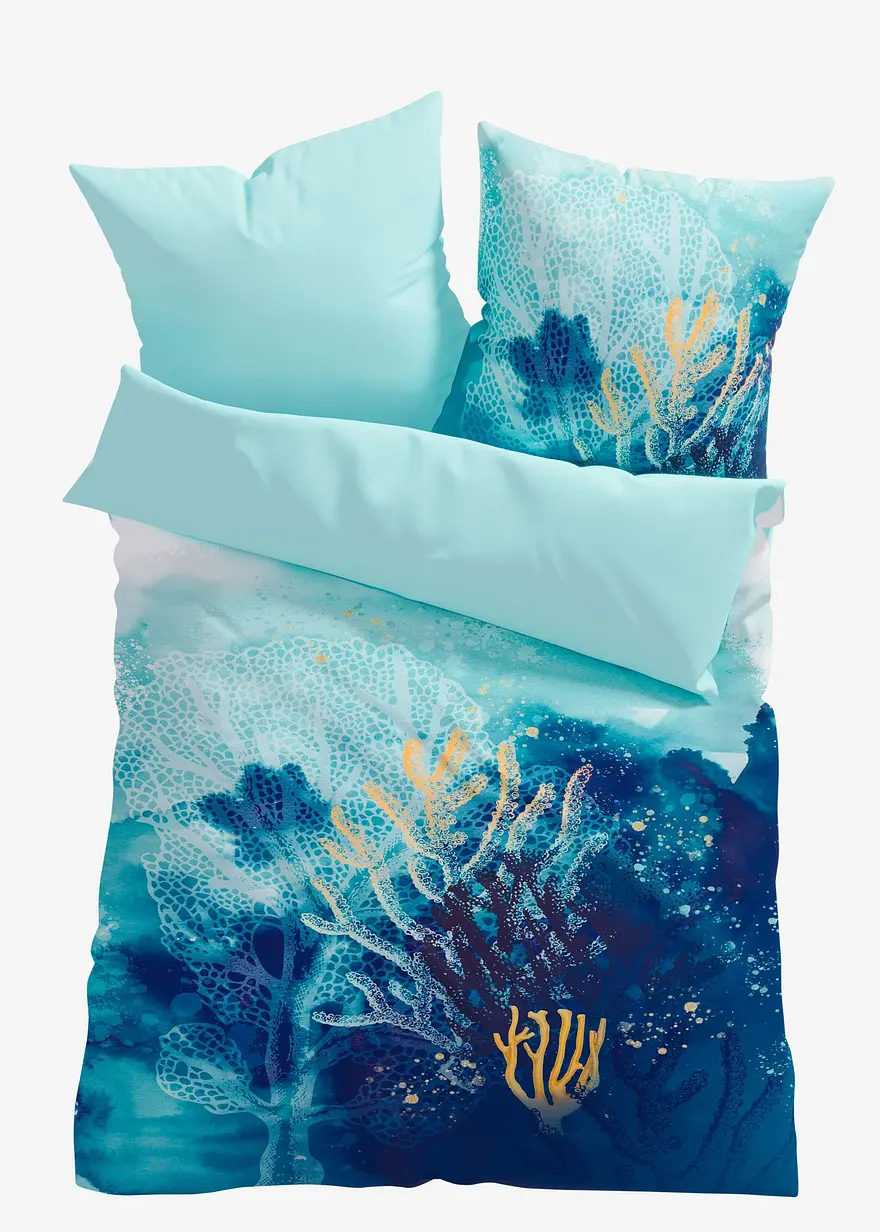 Wendebettwäsche mit Korallen in blau von vorne - bonprix Wendebettwäsche mit Korallen in blau von vorne - bonprix
