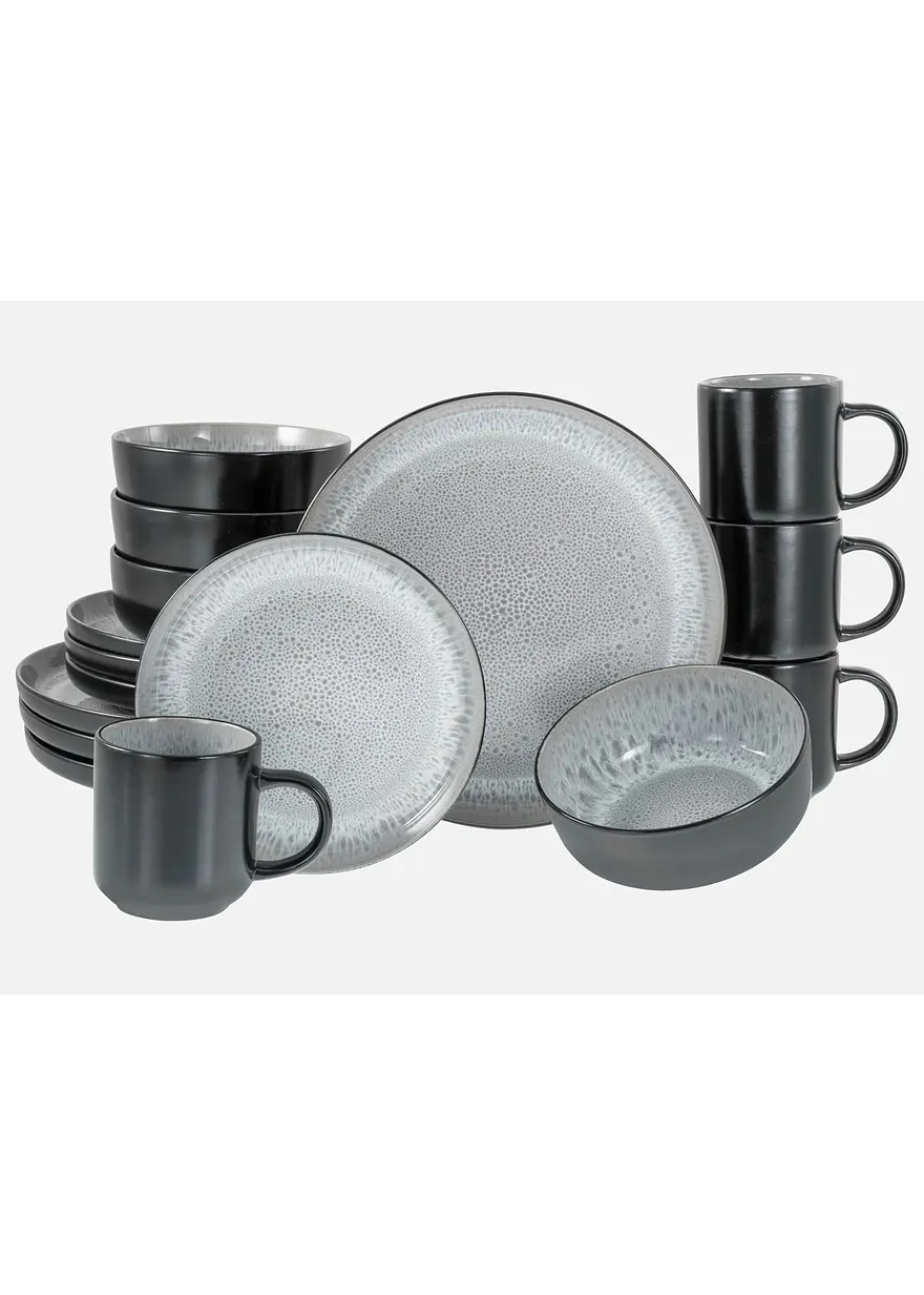 CreaTable Geschirr-Set (16-tlg. Set) in schwarz - CreaTable CreaTable Geschirr-Set (16-tlg. Set) in schwarz - CreaTable