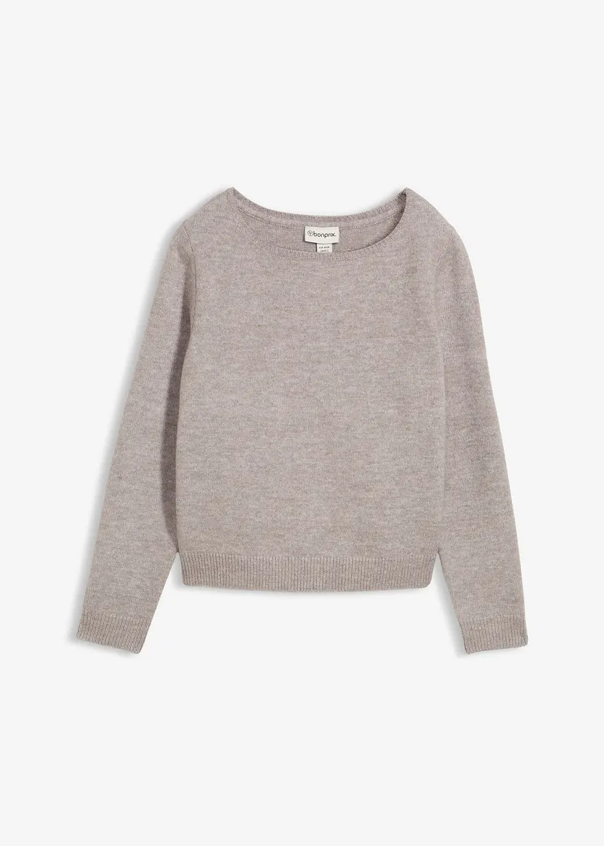 Strickpullover mit U-Boot-Ausschnitt in grau von vorne - bonprix Strickpullover mit U-Boot-Ausschnitt in grau von vorne - bonprix
