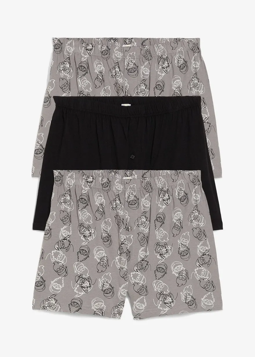 weite Boxershorts mit Bio-Baumwolle (3er Pack) in grau - bonprix weite Boxershorts mit Bio-Baumwolle (3er Pack) in grau - bonprix