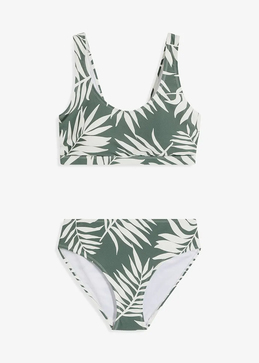 Bustier Bikini (2-tlg. Set) in grün von vorne - bonprix Bustier Bikini (2-tlg. Set) in grün von vorne - bonprix