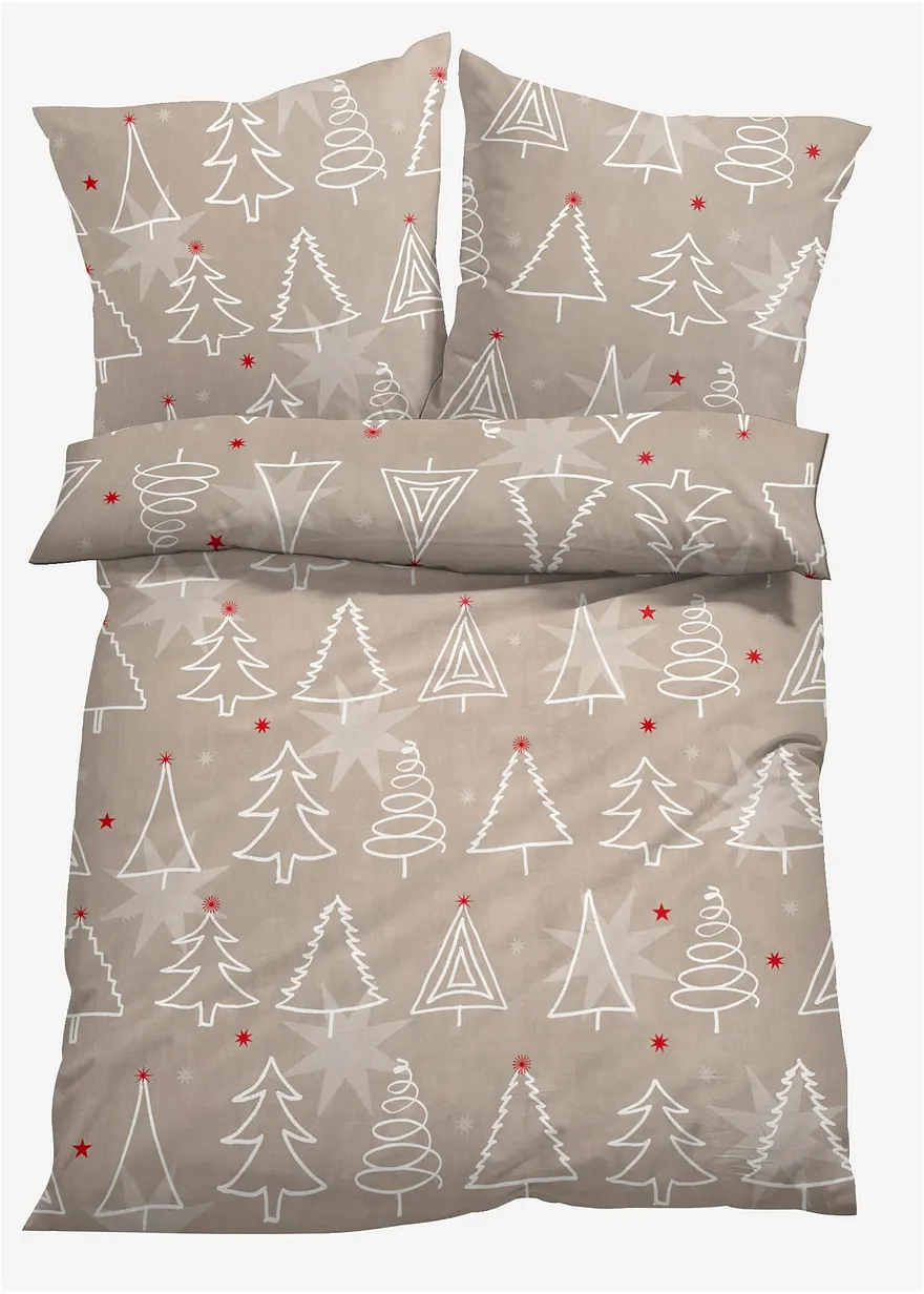 Bettwäsche mit Tannenbäumen in beige von vorne - bonprix Bettwäsche mit Tannenbäumen in beige von vorne - bonprix