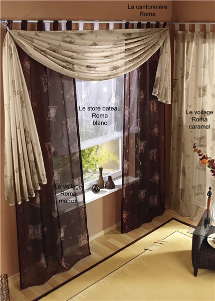 Les voilages �Roma�, lot de 2, galon fronceur