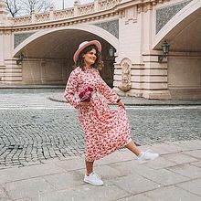 Damen - Chiffon-Kleid - rosa geblümt