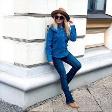 Damen - Mom-Jeans mit Positive Denim #1 Fabric - hellblau denim used