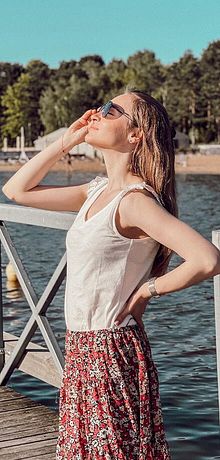 Damen - Top mit Rüschen - wollweiß