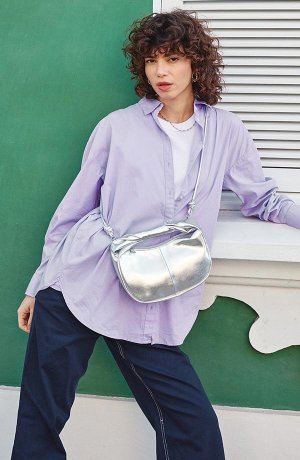 Damen - Lockere Bluse mit Knopfleiste - hellviolett