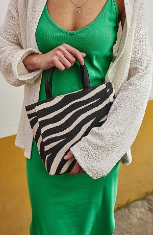 Damen - Handtasche - schwarz zebra bedruckt
