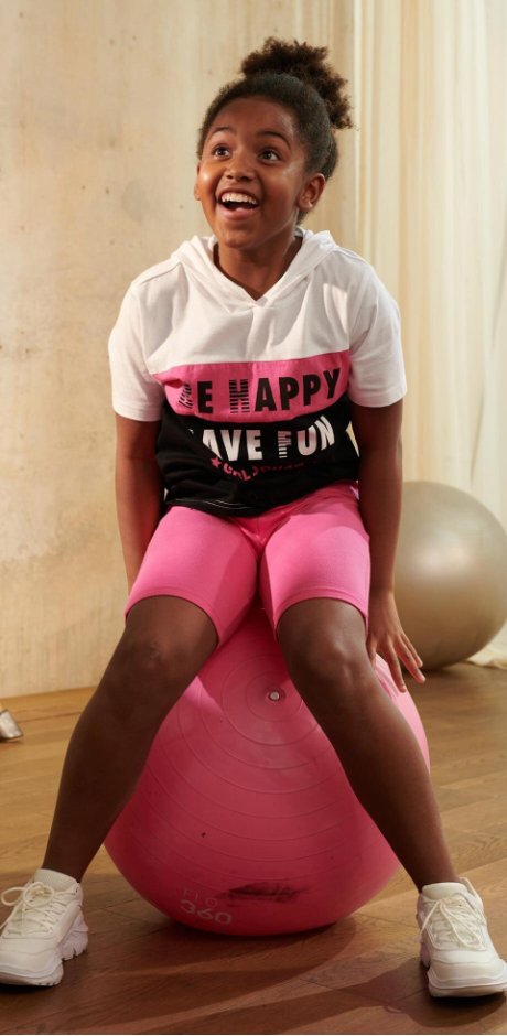 Kinder - Sportliches Mädchen Set, Shirt + Radler (2-tlg. Set) - weiß / schwarz / pinklady