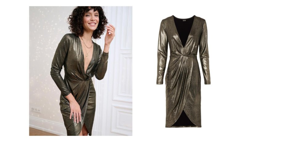 Damen - Kleid in Metallic-Optik - gold metallic