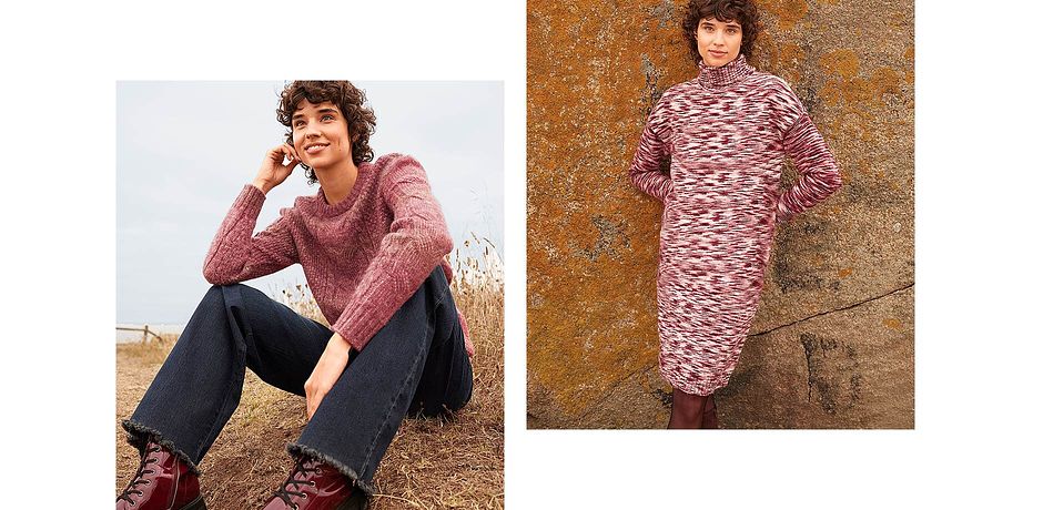 Damen - Pullover in Melange-Optik - ahornrot/terrabraun meliert