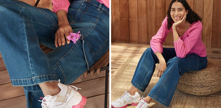 Inspiration - Shirt mit Schnürung - flamingopink