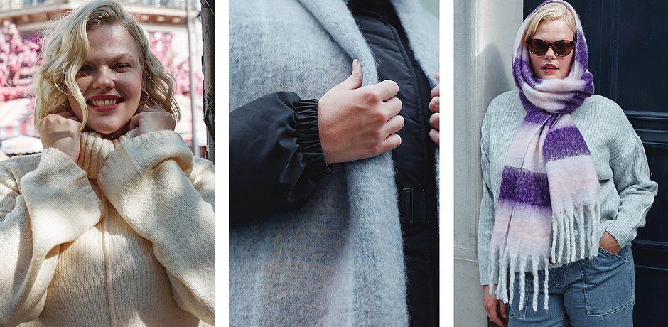 Damen - Strickjacke mit Hairyknit - hellgrau meliert