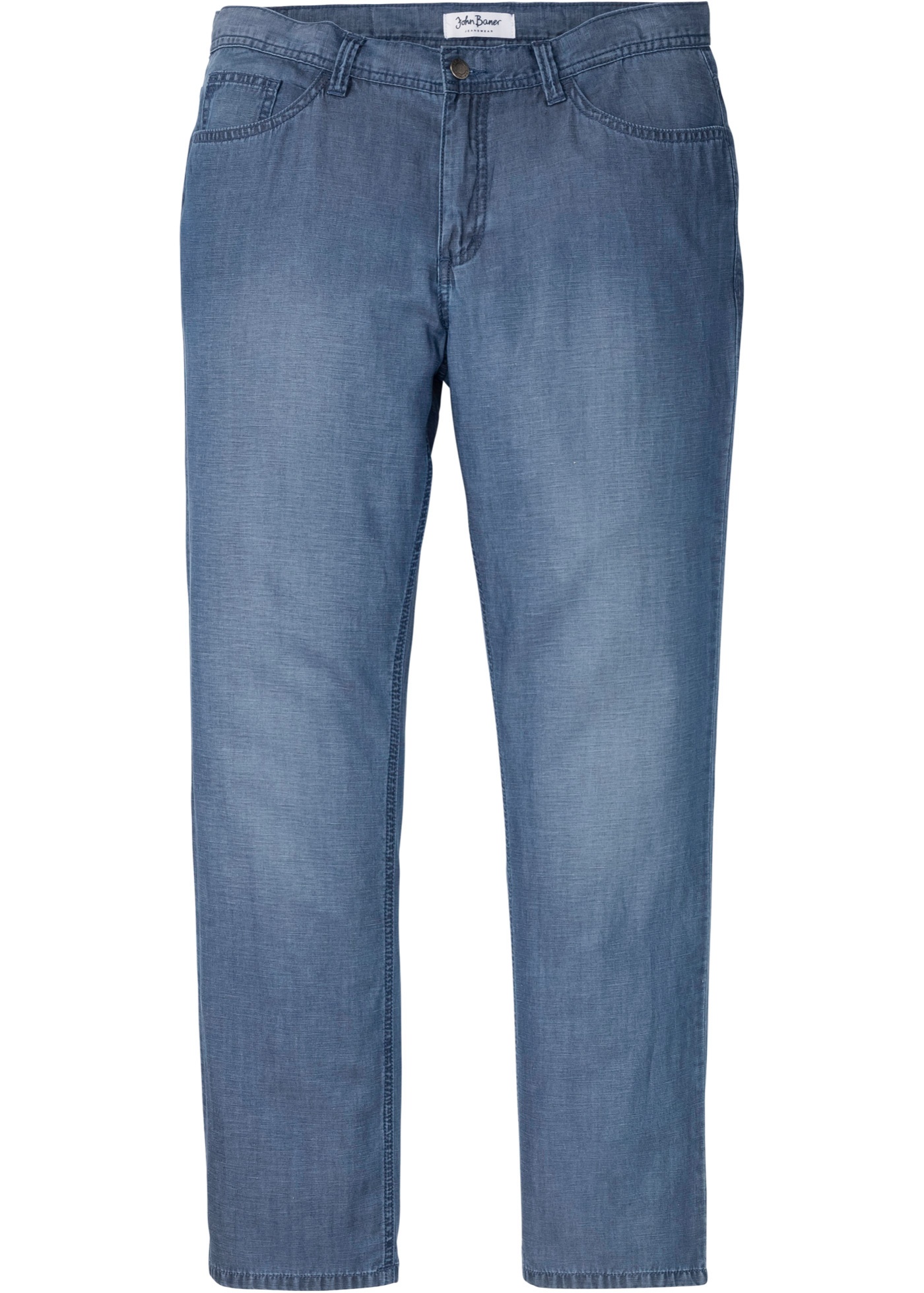 Regular Fit Jeans m. TENCEL™ und Leinen, Straight