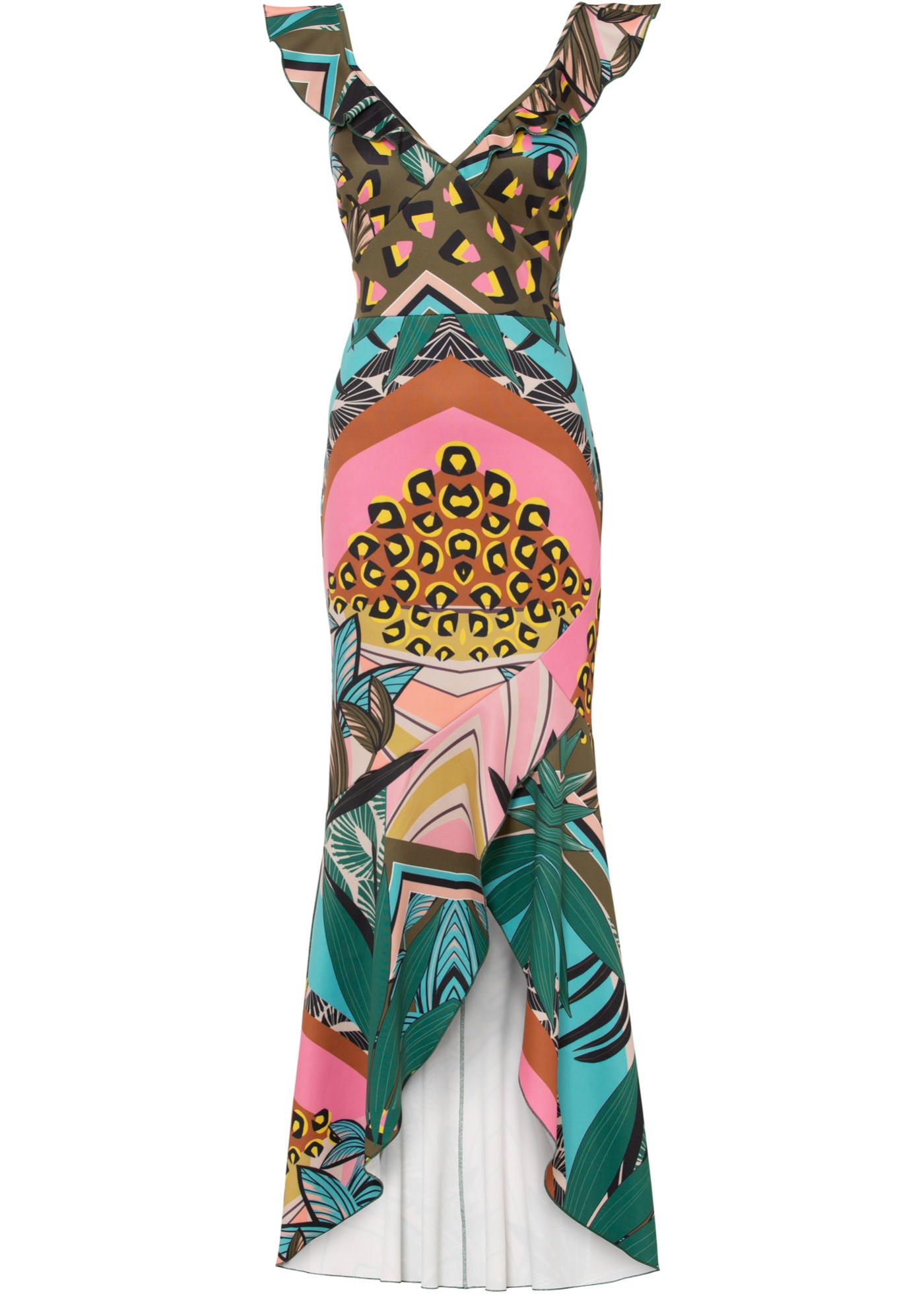 Vokuhila-Kleid mit tropical Print
