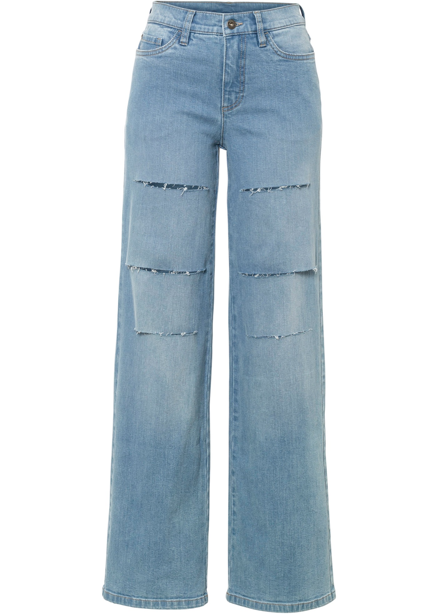 Weite Jeans mit Destroy-Effekten aus Bio-Baumwolle