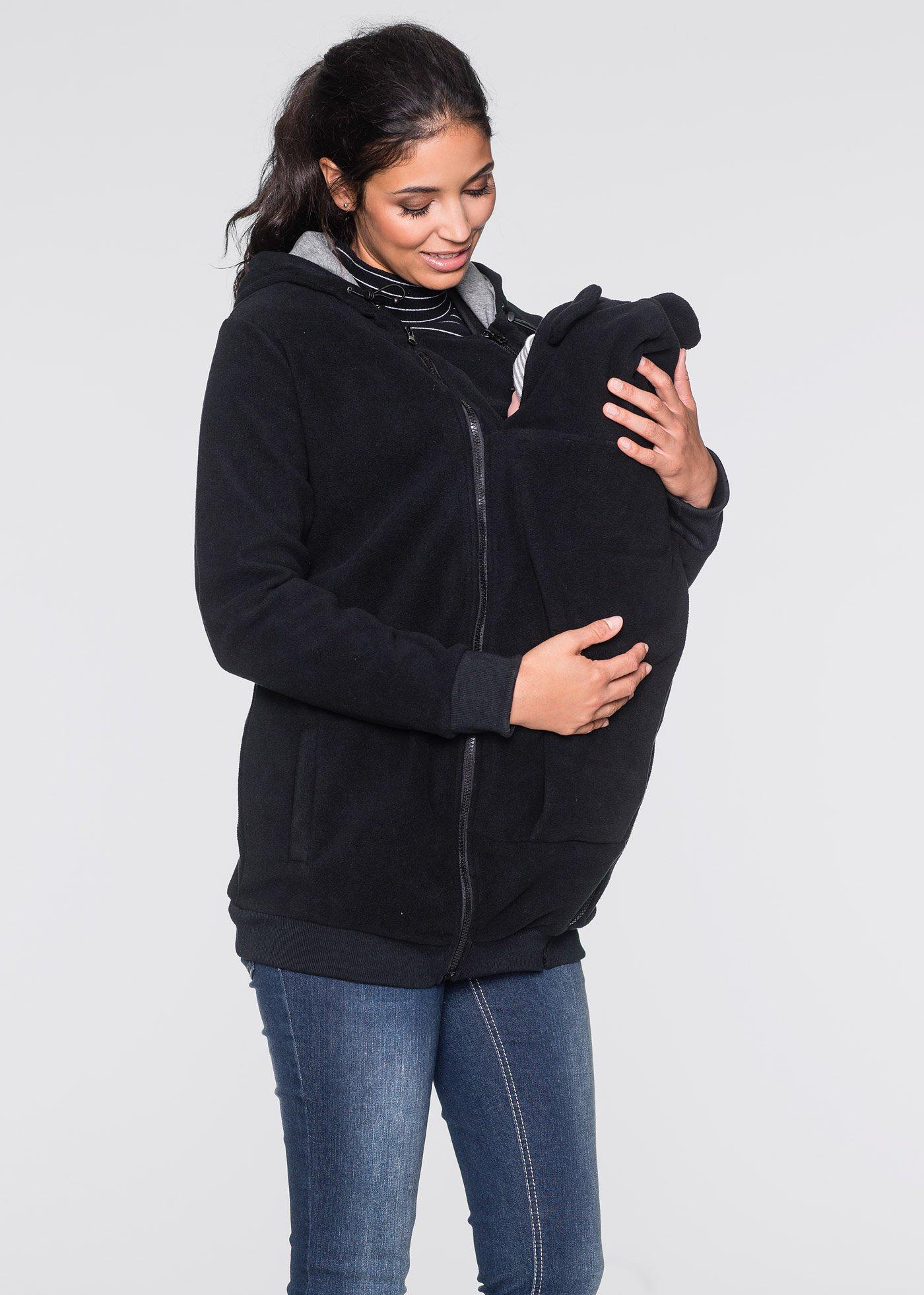 Bluza 2 w 1 z polaru, ciążowa, z wstawką na nosidełko niemowlęce - Bonprix
