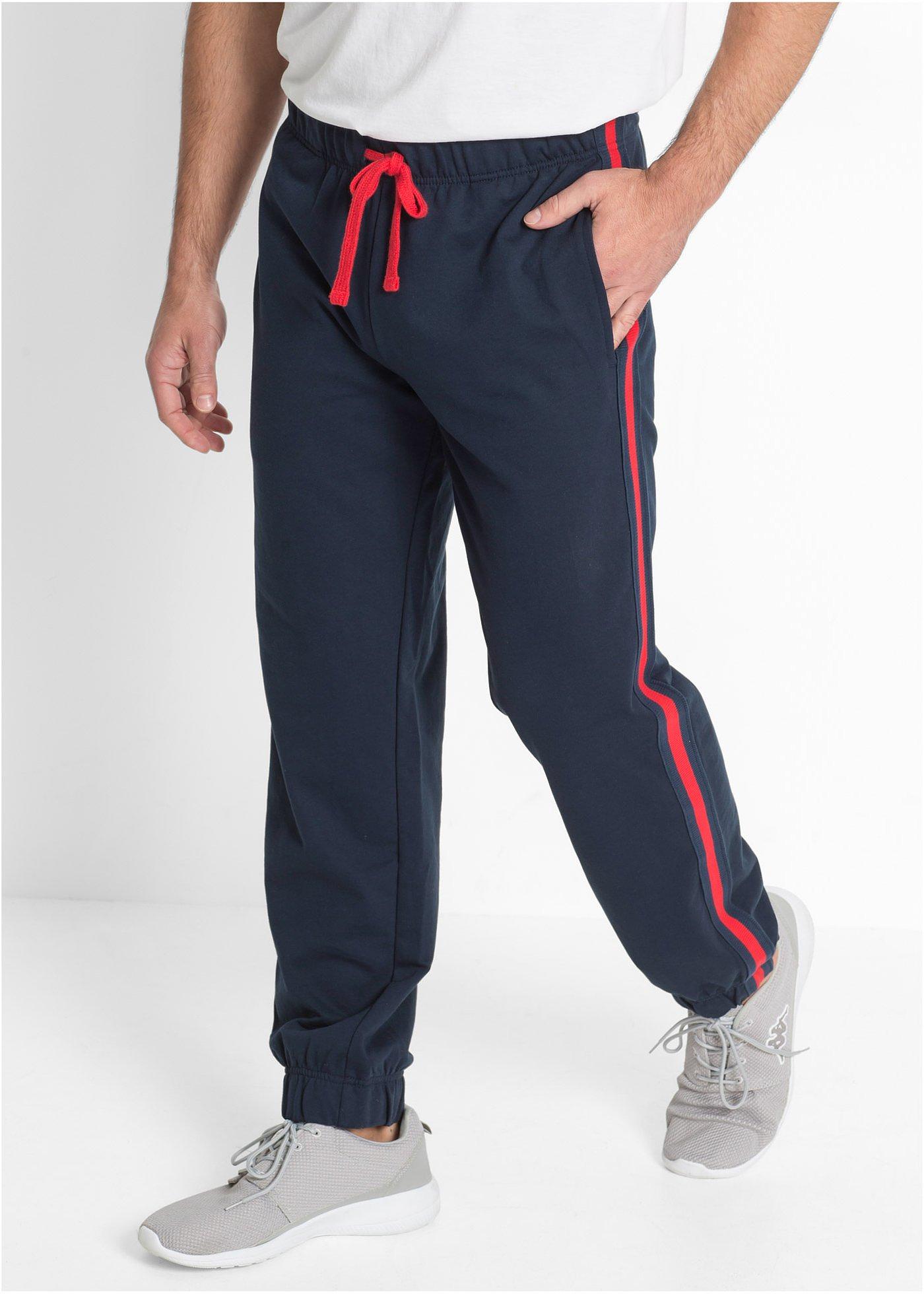 Sportive Herren Jogginghose mit Kontraststreifen und Gummibund - dunkelblau