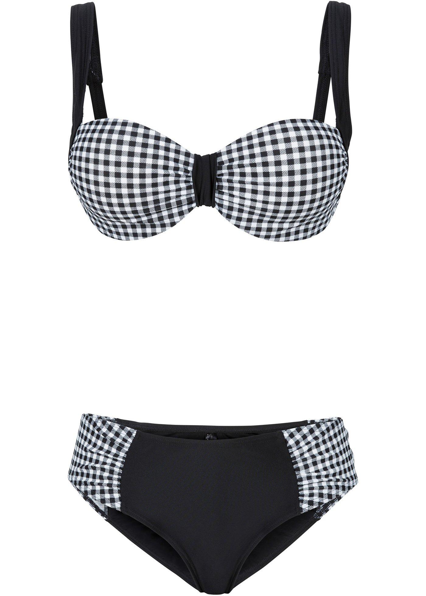Attraktiver Bikini mit Softcups schwarz/weiß, Cup D