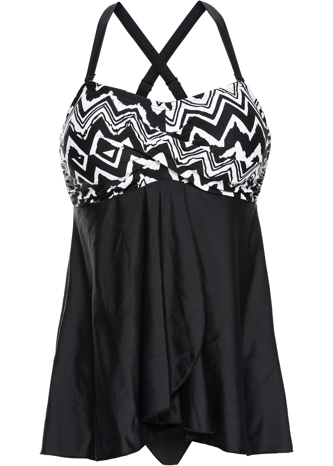 Edel bedruckter Tankini in AForm schwarz/weiss