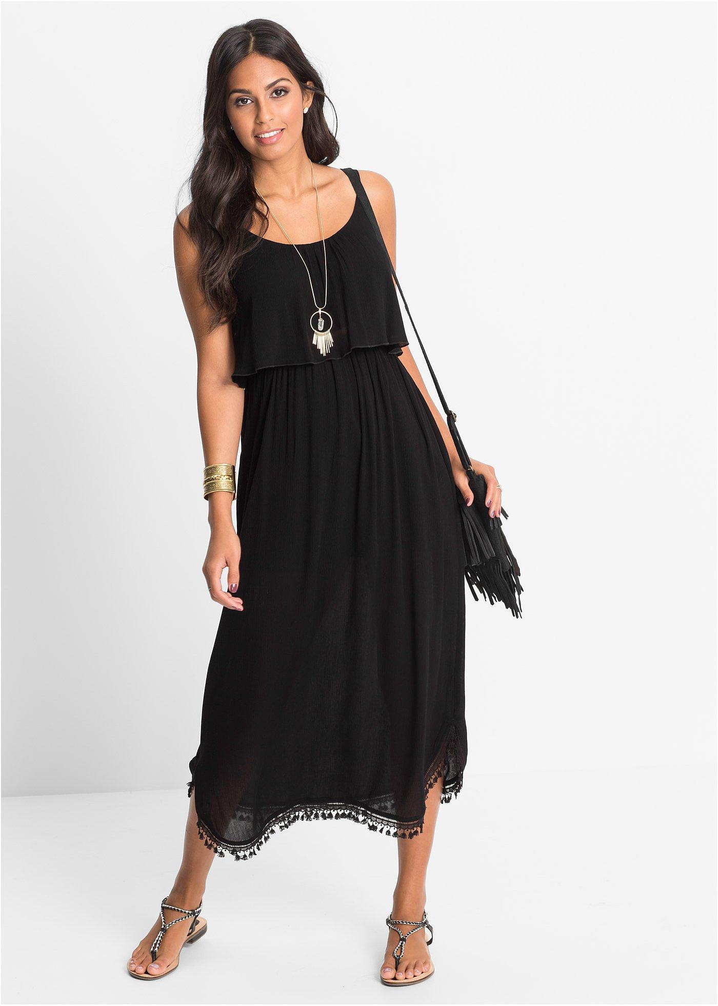 Sukienka maxi ze strukturalnej wiskozy - Bonprix