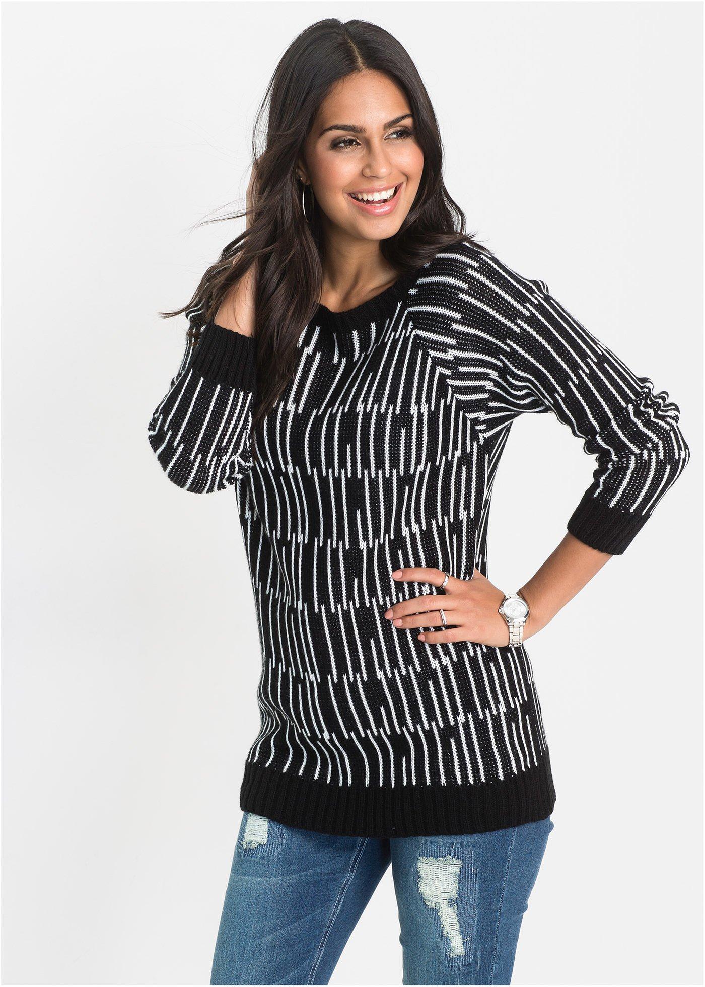 Attraktiver Pullover mit grafischem Muster - rot/schwarz