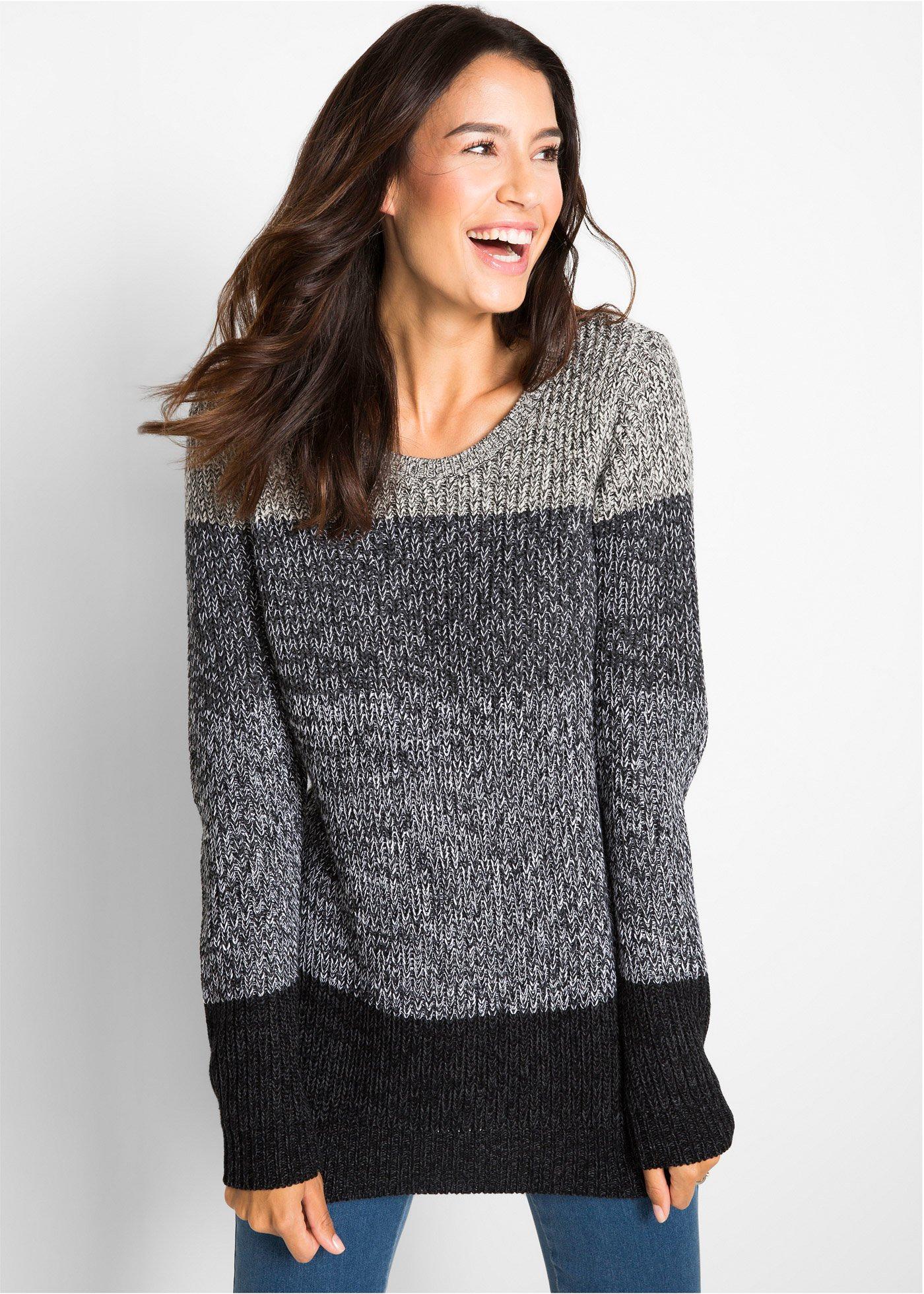 Sweter w szerokie pasy - Bonprix