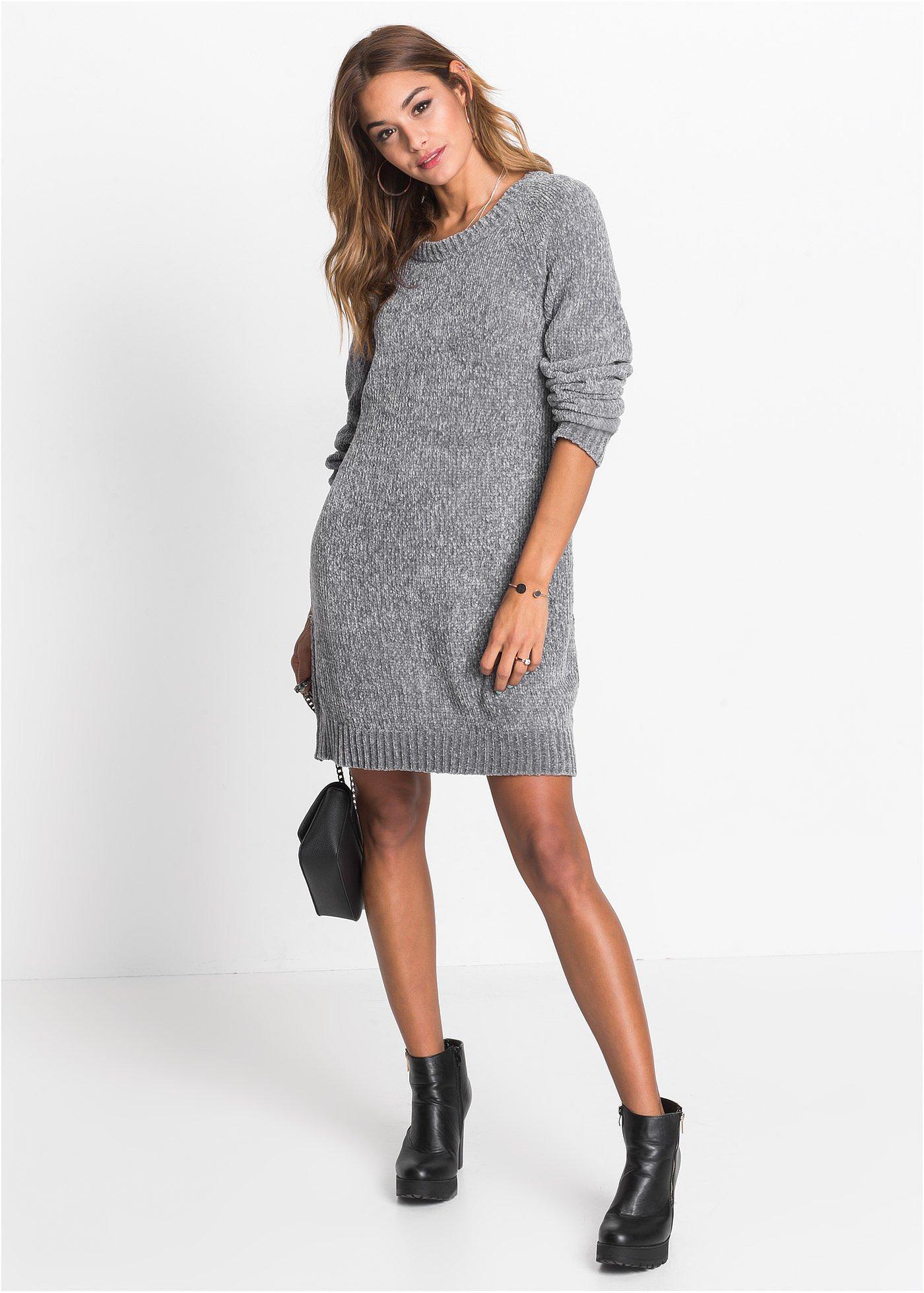 Sukienka dzianinowa oversize z szenili - Bonprix