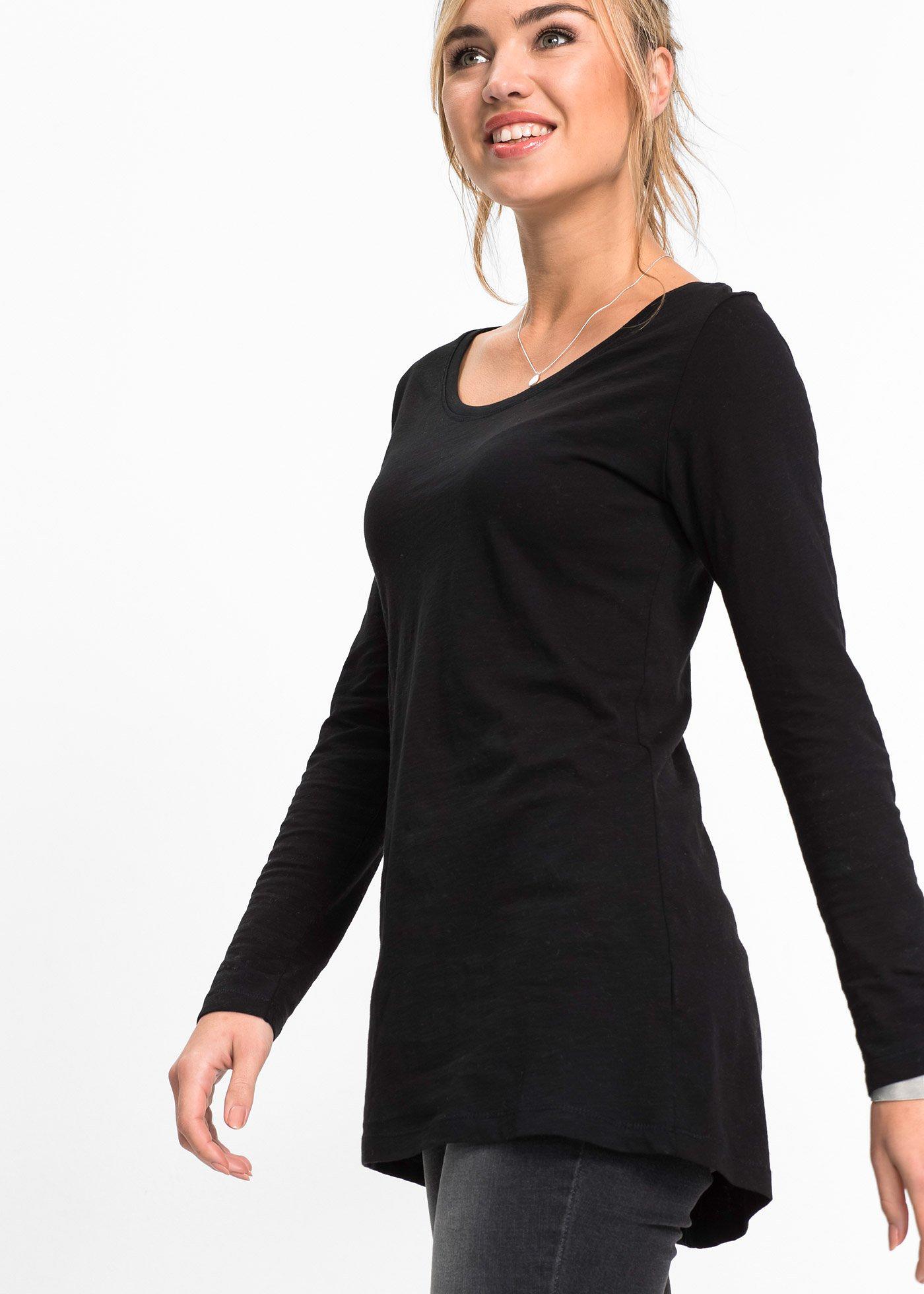 Shirt z długim rękawem, z czystej bawełny - Bonprix