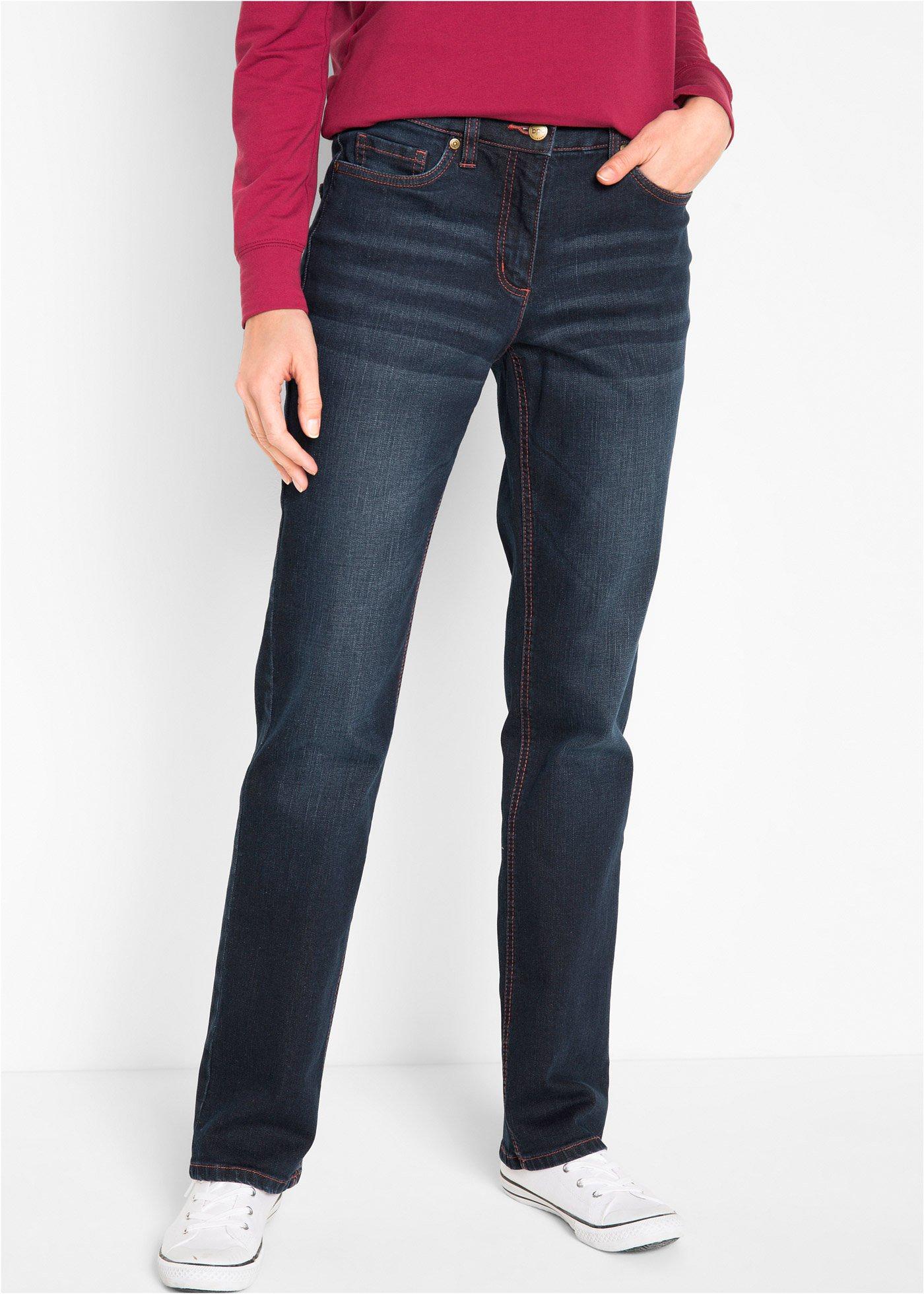 Dżinsy straight, mid waist, z wygodnym paskiem - Bonprix