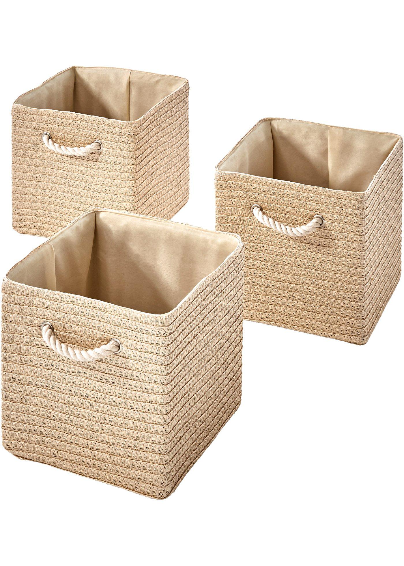 Körbe im 3er Pack als dekorative Aufbewahrungsidee - natur