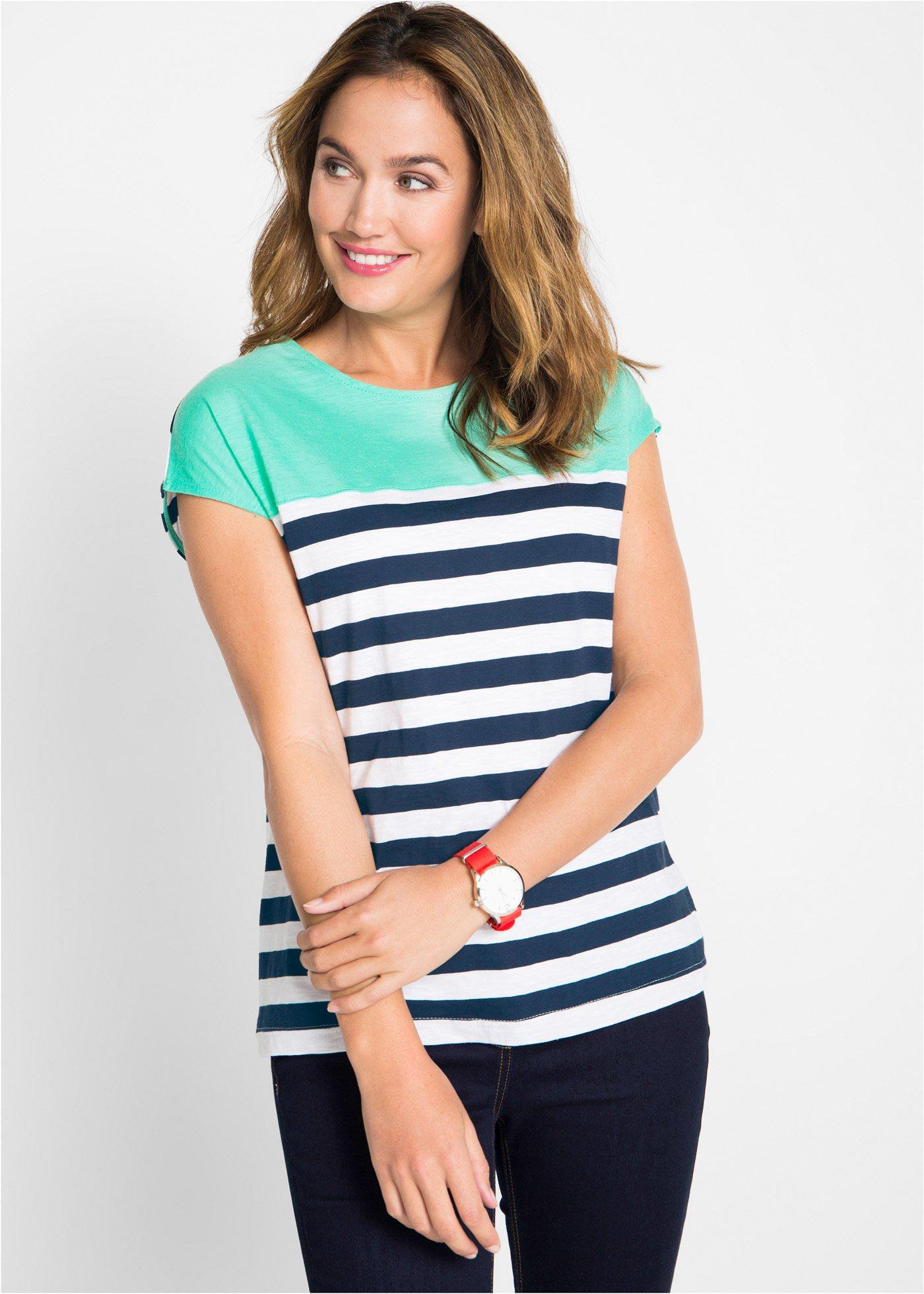 Shirt z przędzy mieszankowej, krótki rękaw - Bonprix