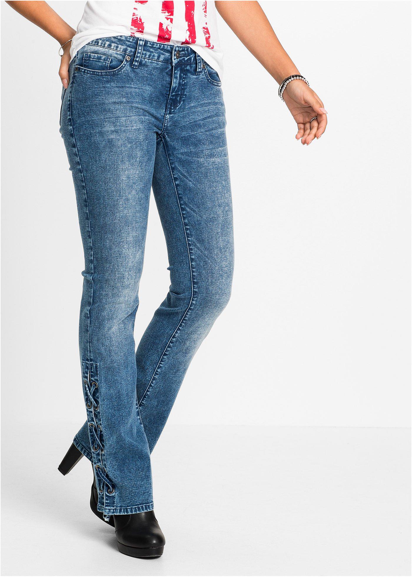Angesagte BootcutJeans in mit Schnürung blue bleached