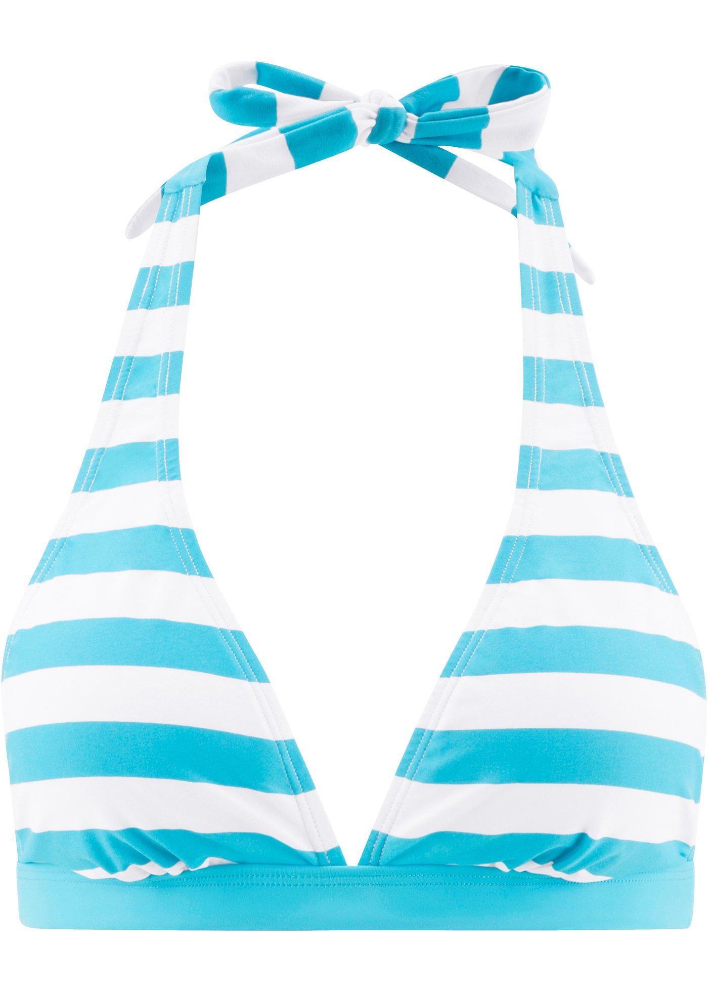 Verspieltes BikiniOberteil mit NeckholderTräger türkis/weiß