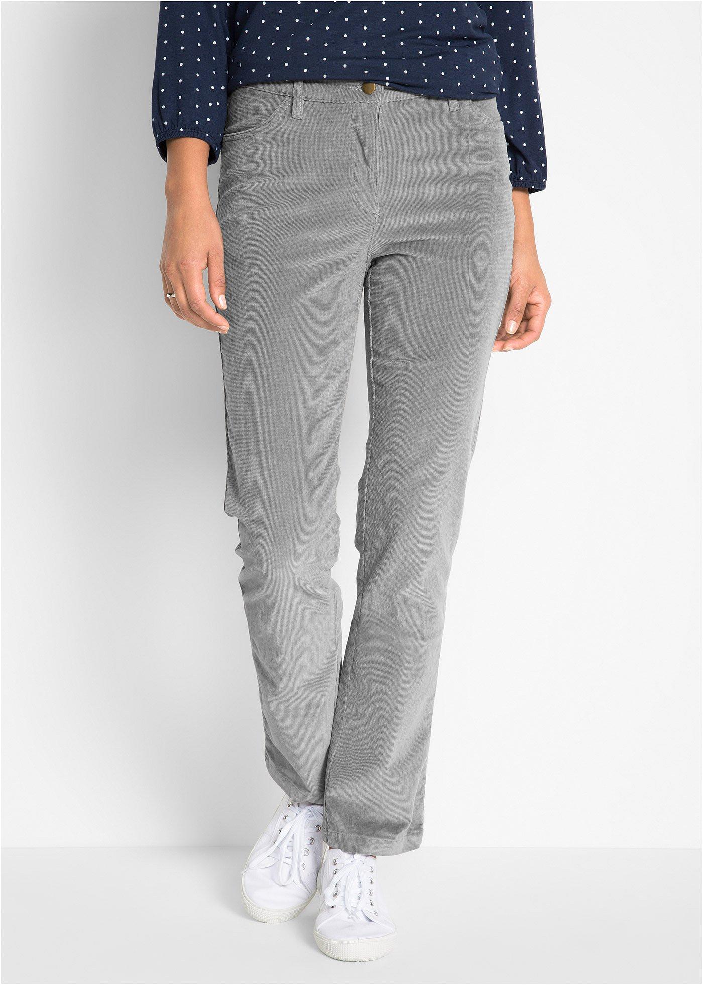 Spodnie sztruksowe ze stretchem, straight - Bonprix