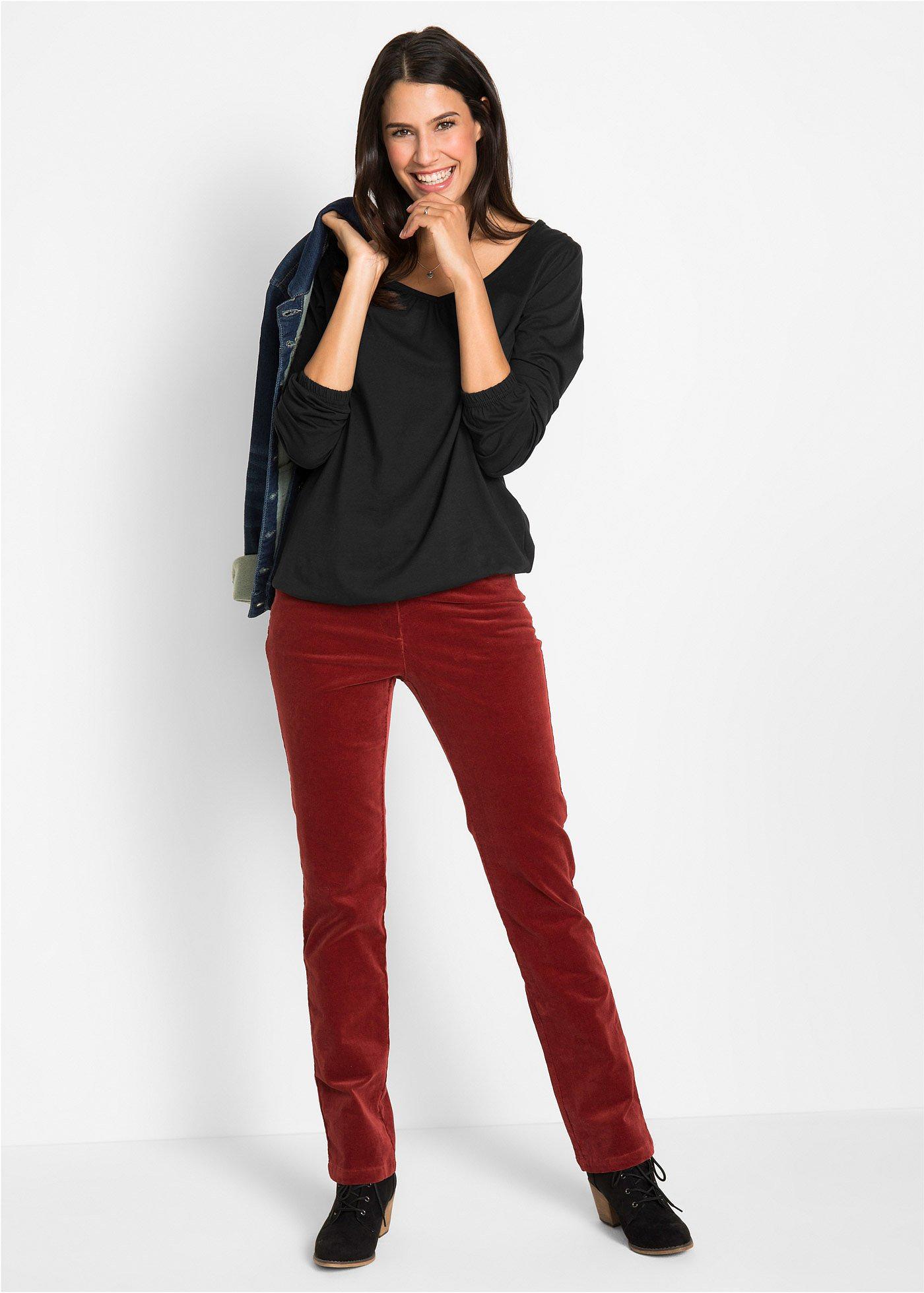 Bluzka bawełniana z czystej bawełny z długim rękawem i gumką - Bonprix