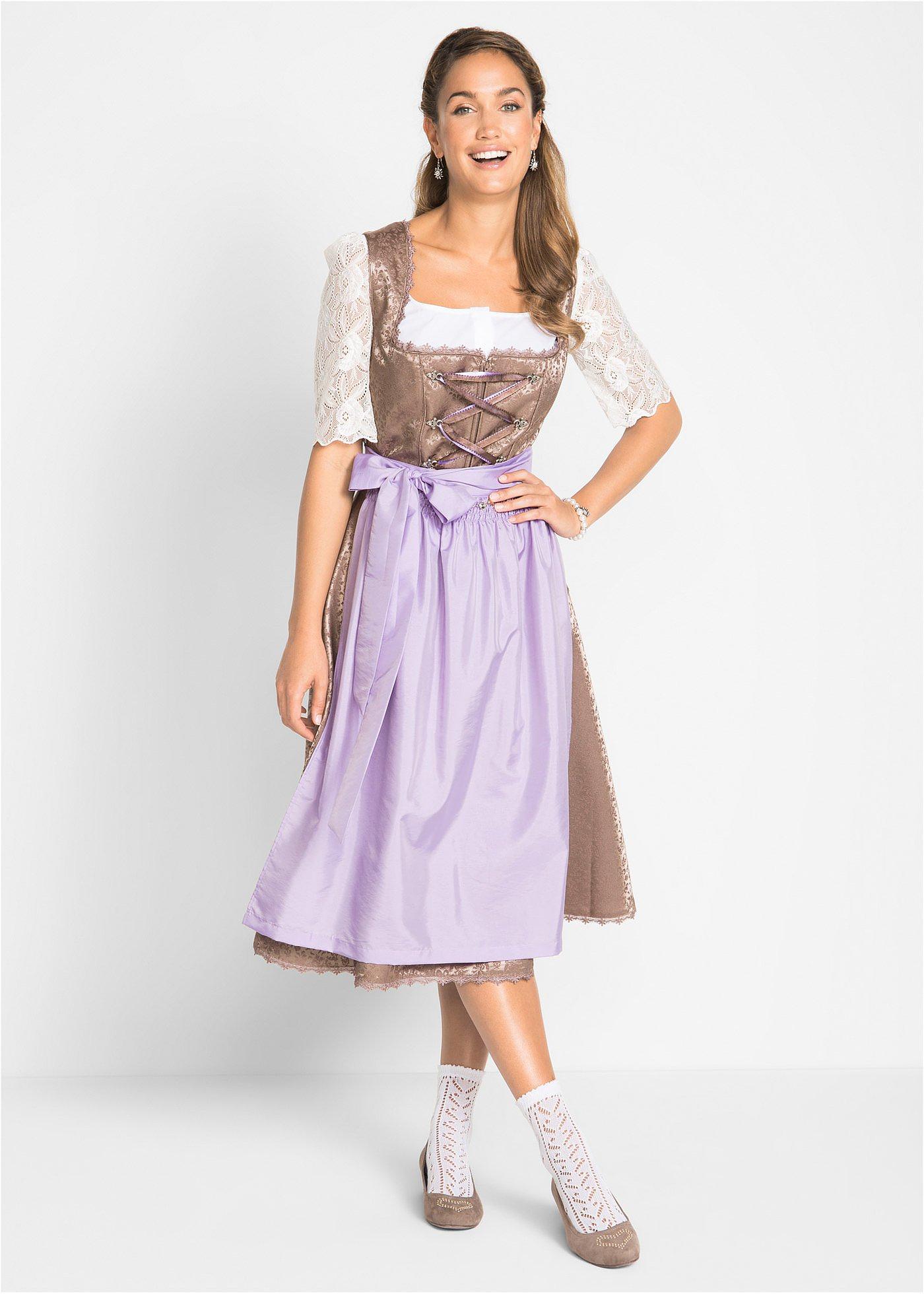 Bluzka ludowa z koronkowymi rękawami - Bonprix