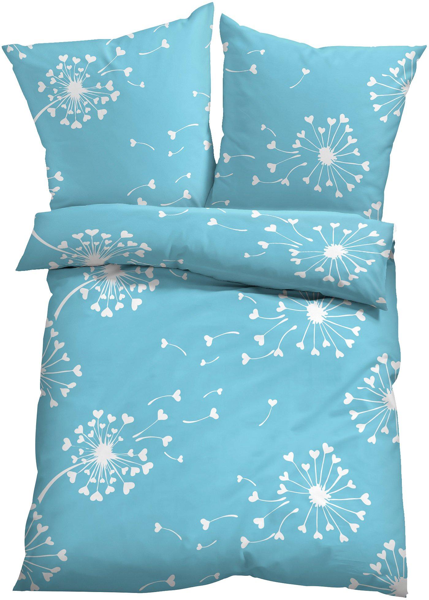 Bettwäsche im dekorativen Pusteblume Design - aqua, Biber