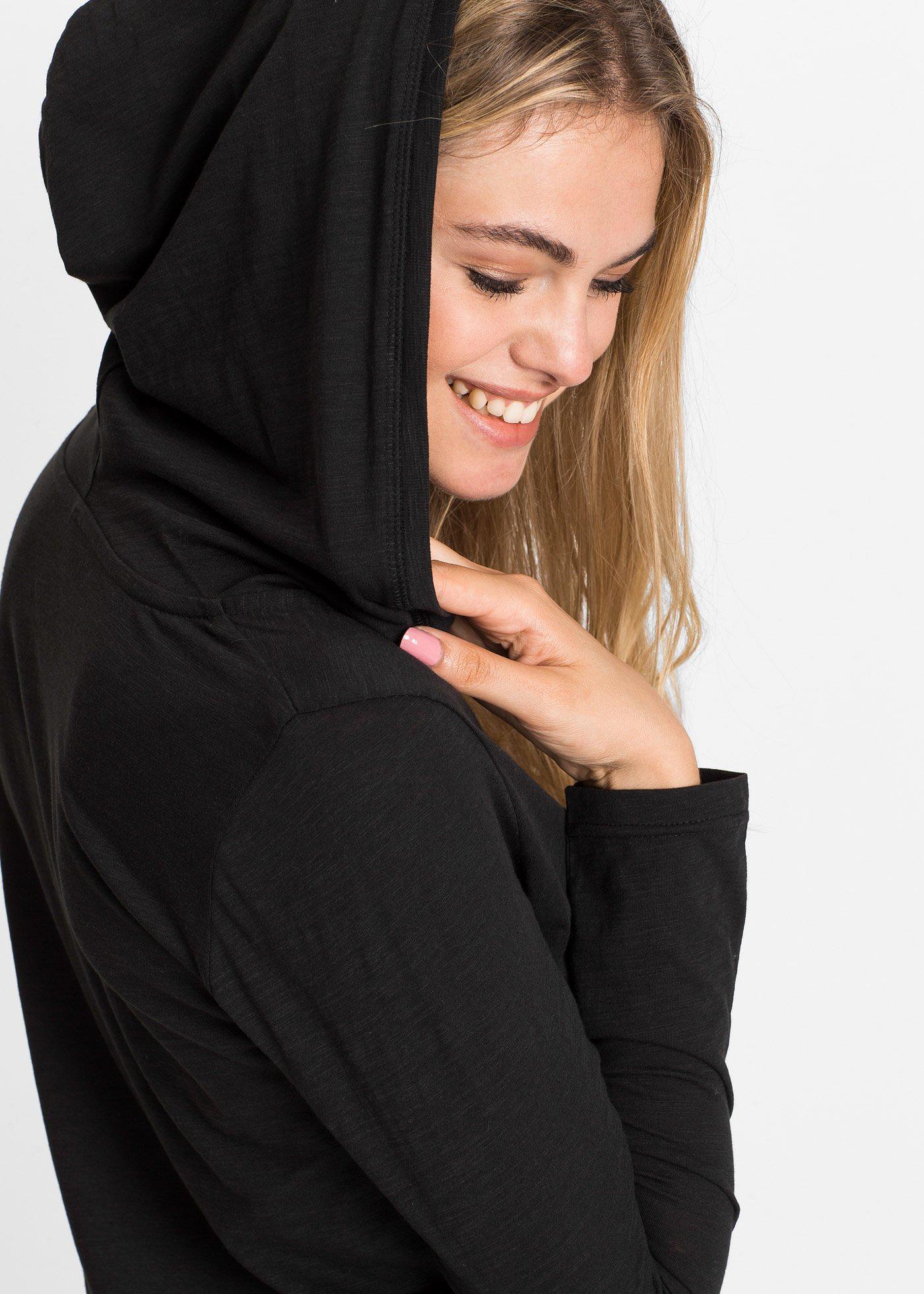 Długi shirt z kapturem - Bonprix