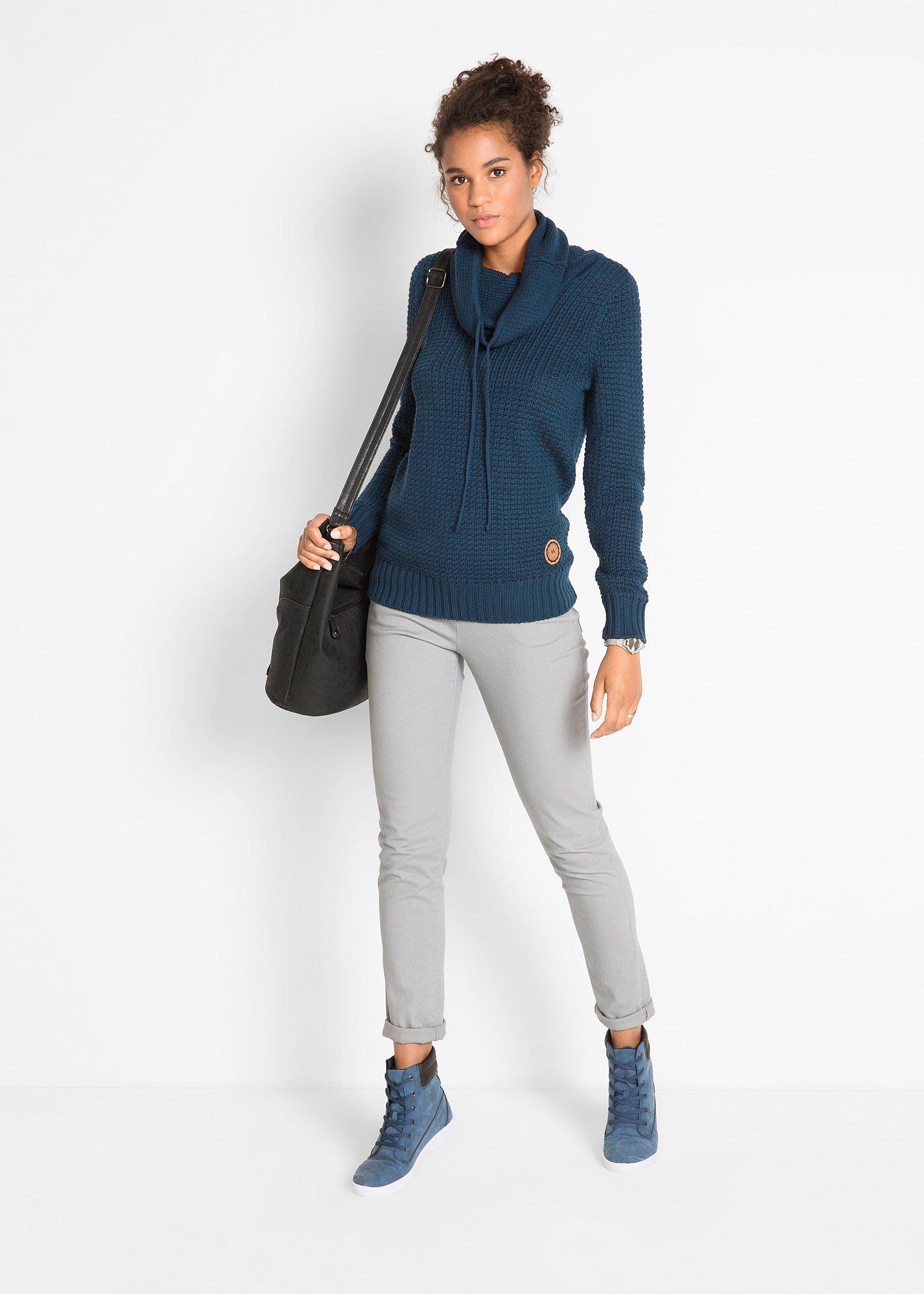 Sweter z golfem z troczkami - Bonprix