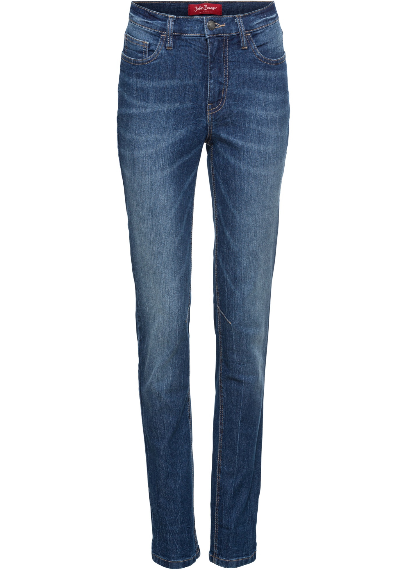 Modische Komfort Stretch Jeans Mit Abnähern In Kniehöhe Blau Normal 