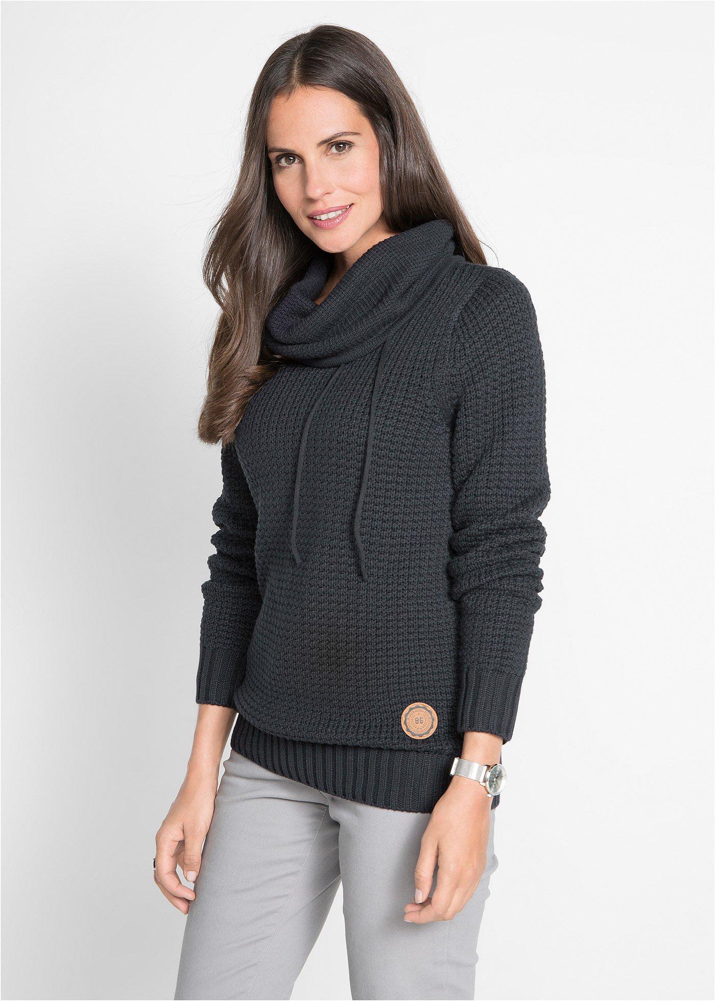 Sweter z golfem z troczkami - Bonprix